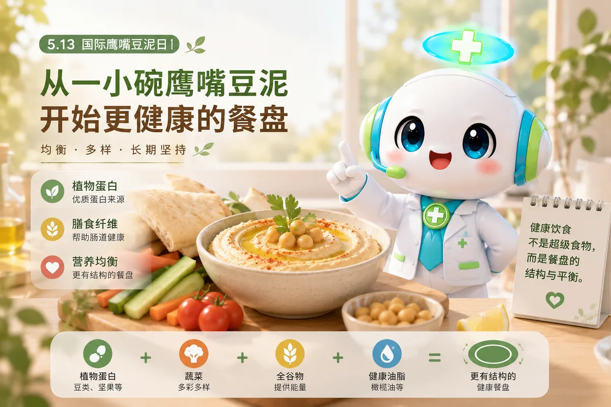 鹰嘴豆泥与植物蛋白健康科普封面图