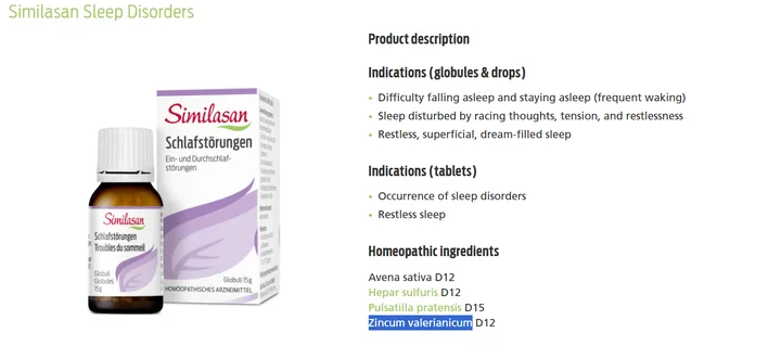 Similasan 睡眠障碍缓解剂产品图